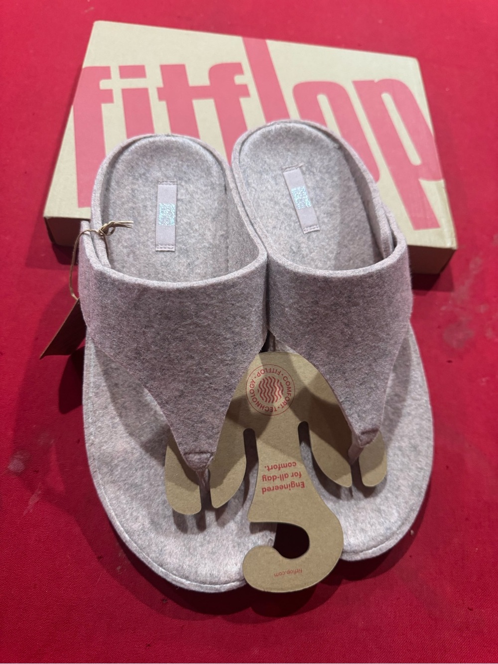 Fitflop Women’s Pale Pink Felt Thong Sandals